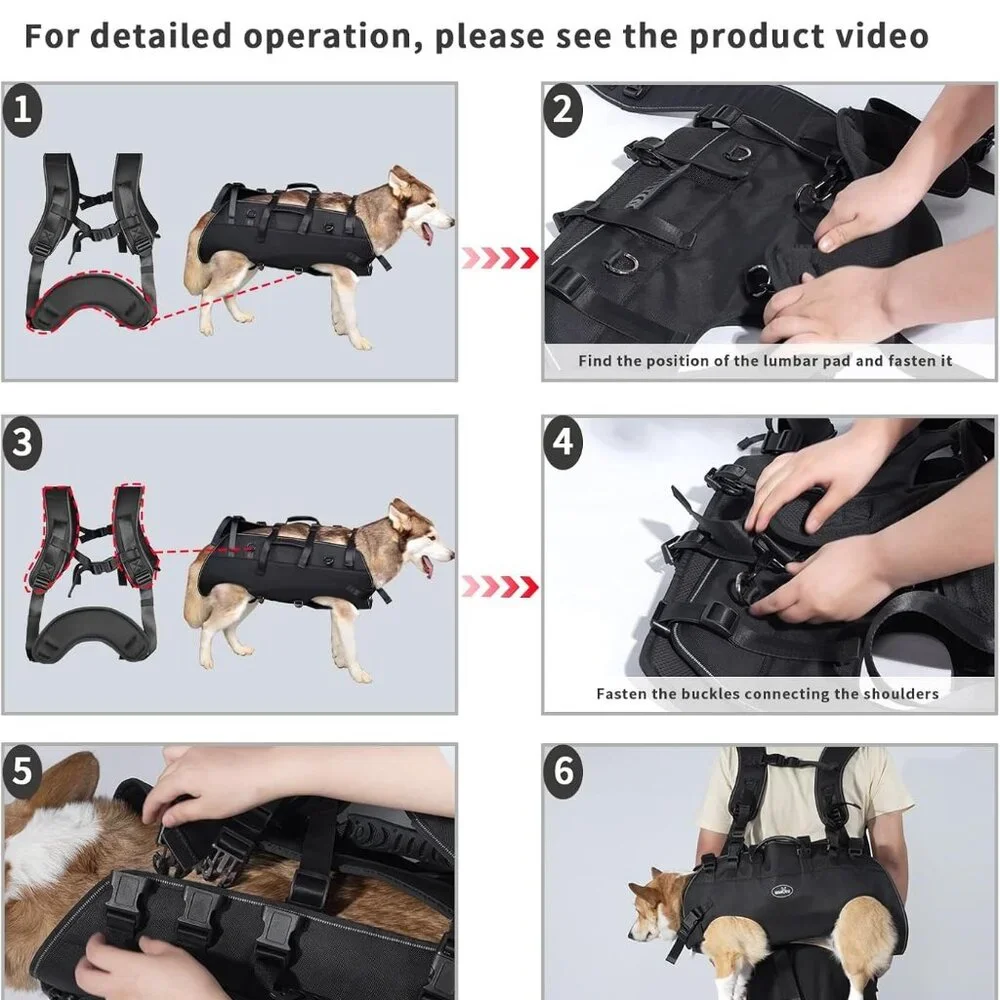 Wakytu Dog Lift Harness Sling/backpack Carrier for Dogs